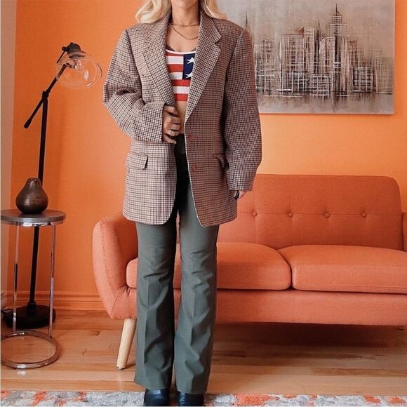 DE FURSAC Vintage Preppy downtown Girl Oversized wool blazer - Picture 4 of 9